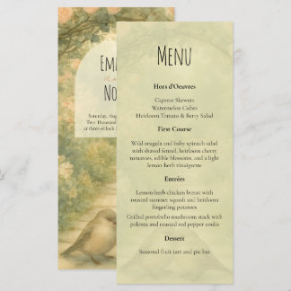Menu Casamento de Rolo de Jardim Inglês Regência 