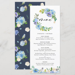 Menu Casamento de Rosa azul e Hydrangea Floral Wreath
