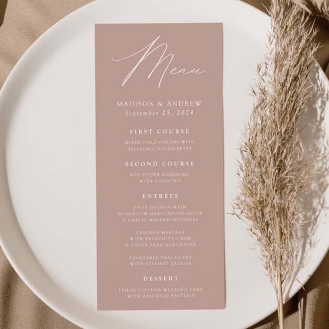 Menu Casamento de Rosa de Elegância Moderna (Criador carregado)