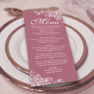 Menu Casamento de Rosa de Elegante e Cantos Brancos Ami