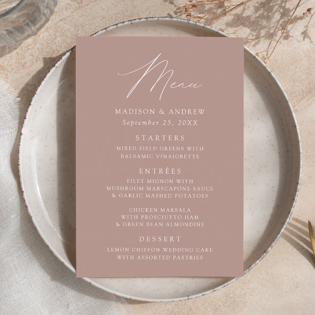 Menu Casamento de Rosa de Elegante Moderno (Criador carregado)