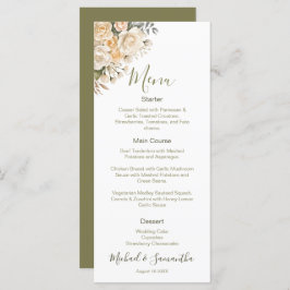 Menu Casamento de Rosa de marfim e branco de pérola ele