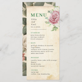 Menu Casamento de Rosa desbotado