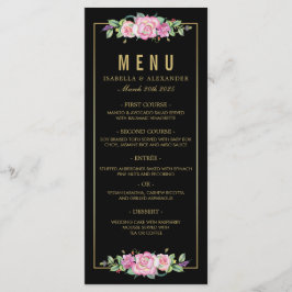 Menu Casamento de Rosas Rosa-Chic e Douradas Stripes Ne