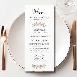 Menu Casamento de Rosas Rosa Elegante