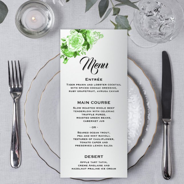Menu Casamento de Rosas Verdes Silver Elegance (Criador carregado)
