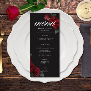 Menu Casamento de Rosas vermelhas de sangue Elegante