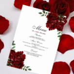 Menu Casamento de Rosas vermelhas Romântica<br><div class="desc">Coleção Romântica de Rosa vermelha Burgundy Matching na loja Niche e Nest.</div>