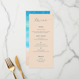Menu Casamento de Sandy Beach, Moderno e Simples Waterc