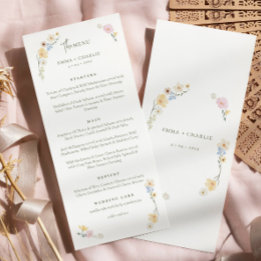 Menu Casamento de Script Boho de Flores Selvagens Elega