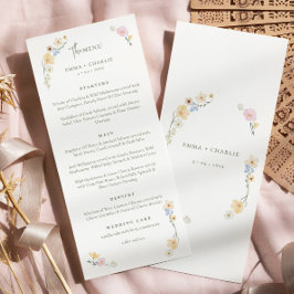 Menu Casamento de Script Boho de Flores Selvagens Elega