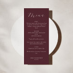 Menu Casamento de Script Burgundy do Monograma Clássico<br><div class="desc">Monograma Minimalista Clássico Menu de Casamento da Tipografia Tradicional em Borgonha</div>