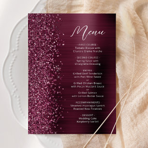 Menu Casamento de Script Burgundy Glam Glitter