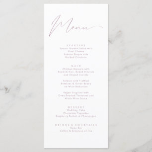 Menu Casamento de Script de Caligrafia de Rosa Dusty El