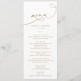Menu Casamento de Script de Caligrafia Dourada Elegante