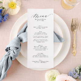 Menu Casamento de Script de Caligrafia Elegante Simples