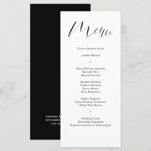 Menu Casamento de Script de Caligrafia Negra Delicada