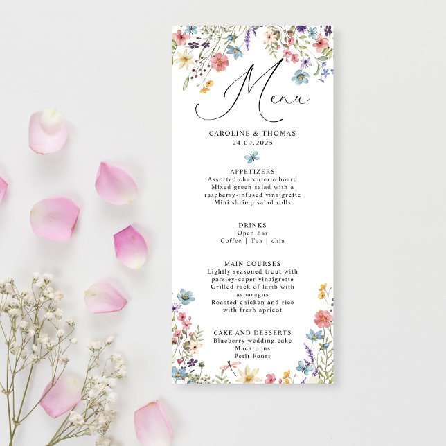 Menu Casamento de Script de Flor Selvagem Elegante (Criador carregado)