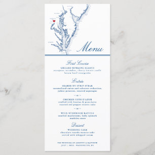 Menu Casamento de Script de Marinho Elegante do Mapa de
