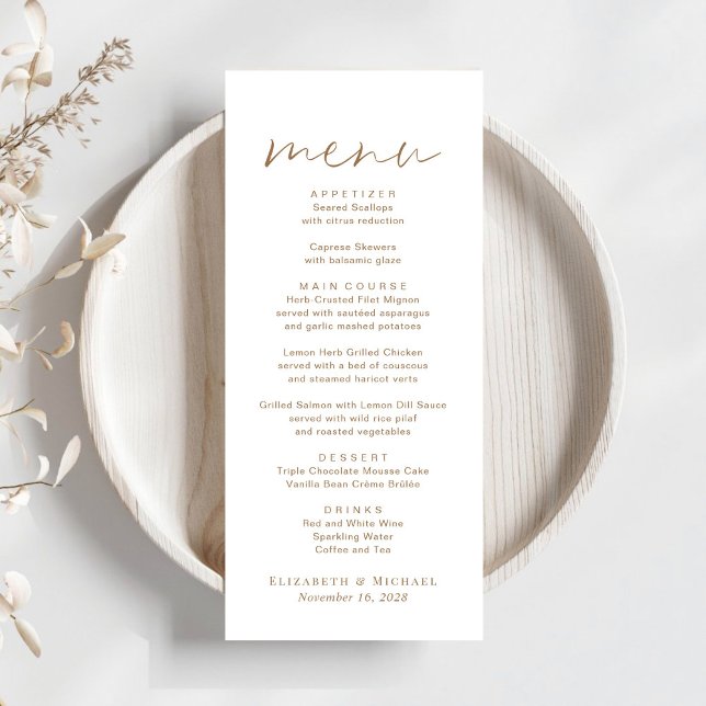 Menu Casamento de Script Dourado Chic (Criador carregado)