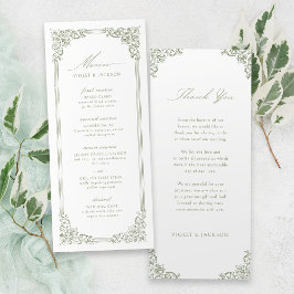 Menu Casamento de Script Elegante de Frame Verde Sage