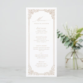 Menu Casamento de Script Elegante de Frame Vintage Neut