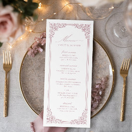 Menu Casamento de Script Elegante de Moldura Rosa Dusty