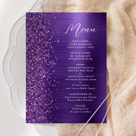 Menu Casamento de Script Glam Purple Glitter