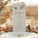 Menu Casamento de Script Heron Azul Elegante<br><div class="desc">Casamento com Herões Azuis Elegante. Uma tipografia informal em preto para o título principal Menu que complementa o resto do texto que você pode facilmente personalizar.</div>