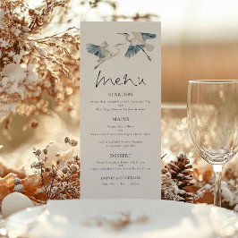Menu Casamento de Script Heron Azul Elegante
