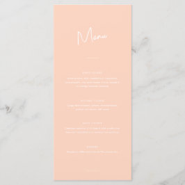 Menu Casamento de Script Mínimo Moderno de Peach