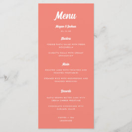 Menu Casamento de Script Moderno Cor-de-Rosa Coral