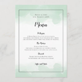 Menu Casamento de Script Preto com Molas Verdes Mint