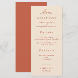 Menu Casamento de Script Terracotta Elegante