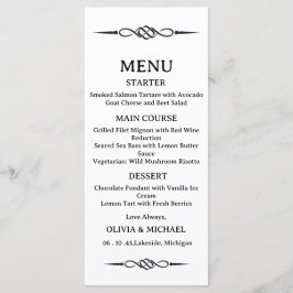 Menu Casamento de Seta de Nó Celta Preto e Branco Editá