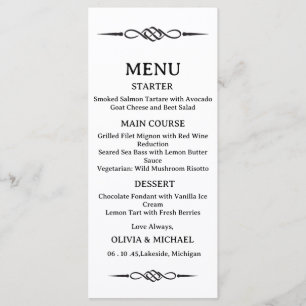 Menu Casamento de Seta de Nó Celta Preto e Branco Editá