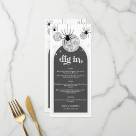 Menu Casamento de Spiders e Bola de Disco Retro Hallowe