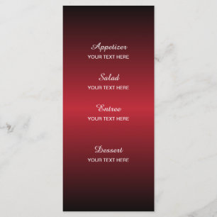 Menu Casamento de Starry Night em um Vermelho Romântico