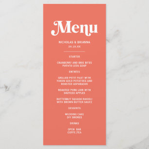 Menu Casamento de Summer Coral Mexicano