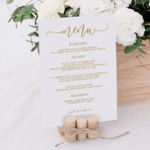 Menu Casamento de Swirly da caligrafia do salto (ouro