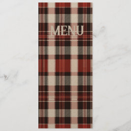 Menu Casamento de Tartan Escocês Branco, Negro e V