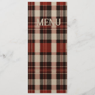 Menu Casamento de Tartan Escocês Branco, Negro e V