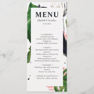 Menu Casamento de tendências elegantes da selva tropica