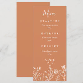 Menu Casamento de terracota de flores silvestres boho