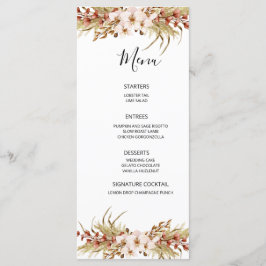 Menu Casamento de Terracota Floral Boêmio