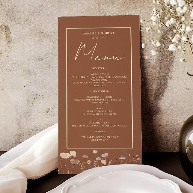 Menu Casamento de Terracota Floral Boho (Criador carregado)
