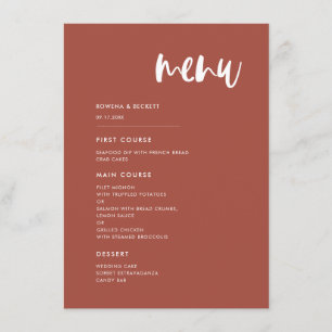 Menu Casamento de Terracota Moderna