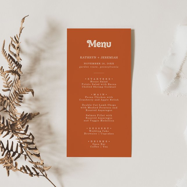 Menu Casamento de Terracota Simples Formal (Criador carregado)