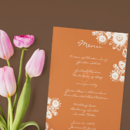 Menu Casamento de Terracotta Coral, Flores Vintage Eleg