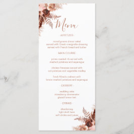 Menu Casamento de Terracotta de Pampas Elegante